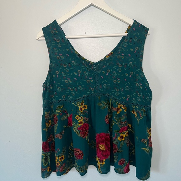 Flowy Turquoise Angie Peasant Tank Top Shirt - Picture 2 of 4